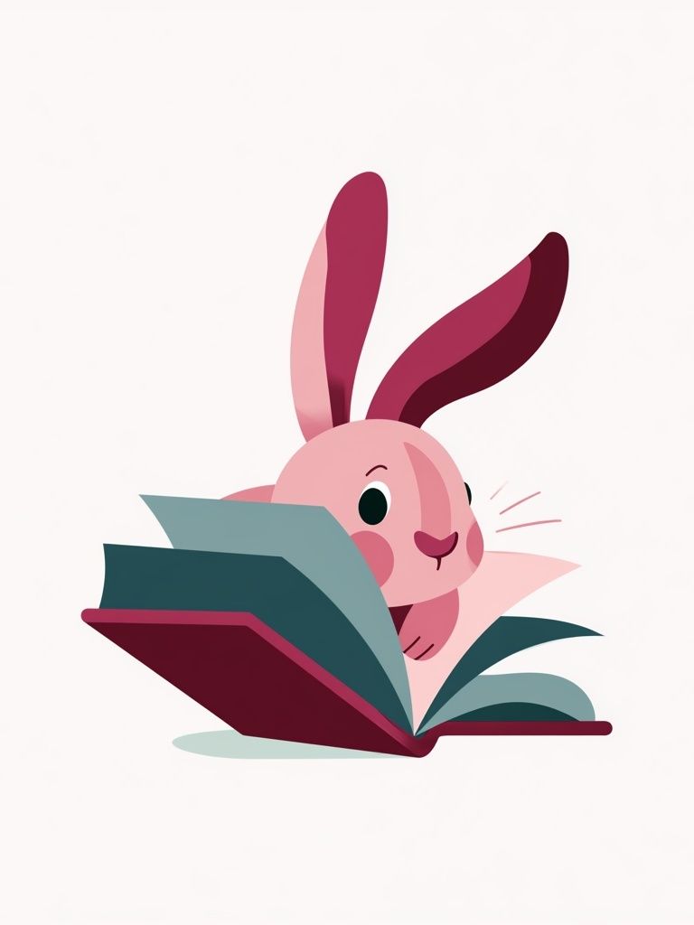 Reading Bunny Cartoon Print. poster detail