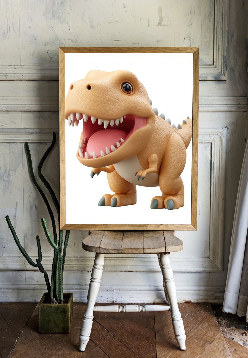 Cute T-Rex Cartoon Poster. — room view 1