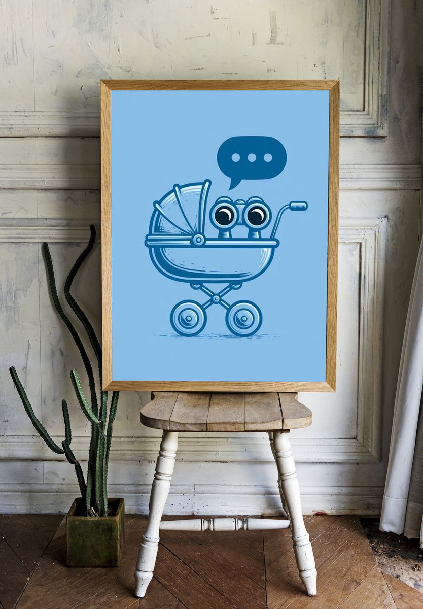 Baby Stroller Cartoon Print. — room view 1
