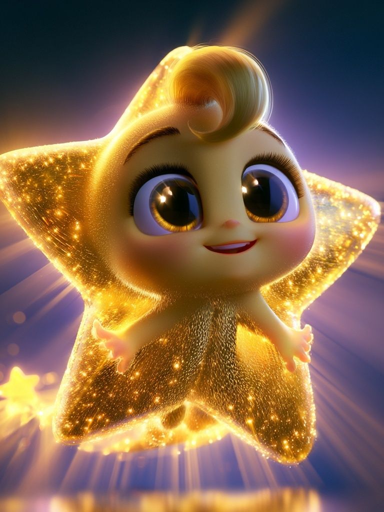Glowing Star Baby Cartoon Print. poster detail