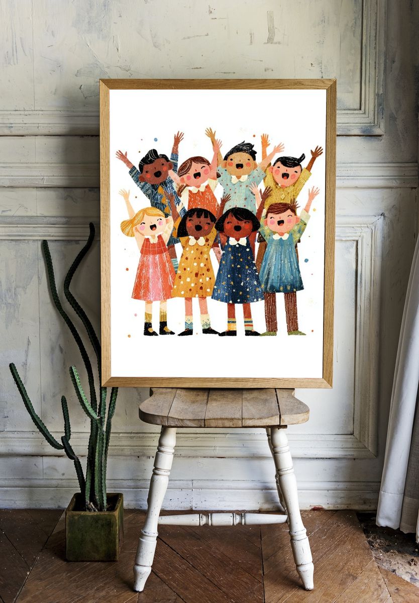 Joyful Kids — Illustration Print. — room view 1
