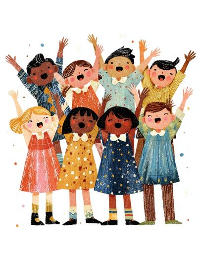 Joyful Kids — Illustration Print. poster print