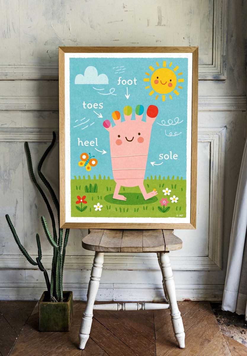 Happy Foot Anatomy Kids Print. — room view 1