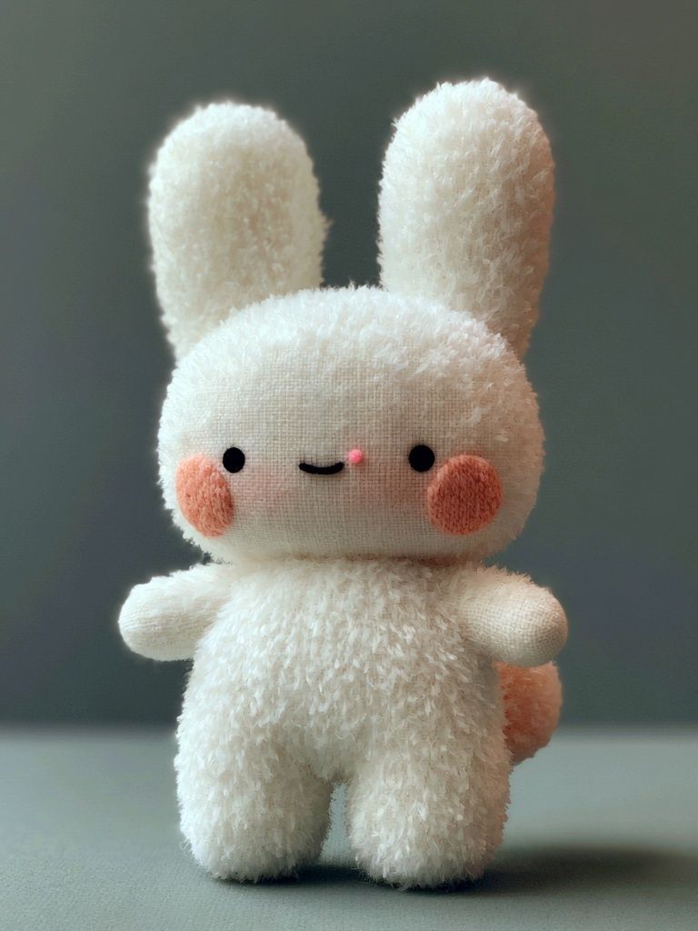 Cute Bunny Plush Portrait Print. poster detail