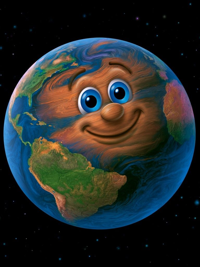 Smiling Earth Cartoon Poster. poster detail