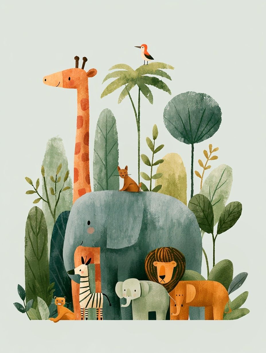 Safari Friends Nursery Poster. poster detail