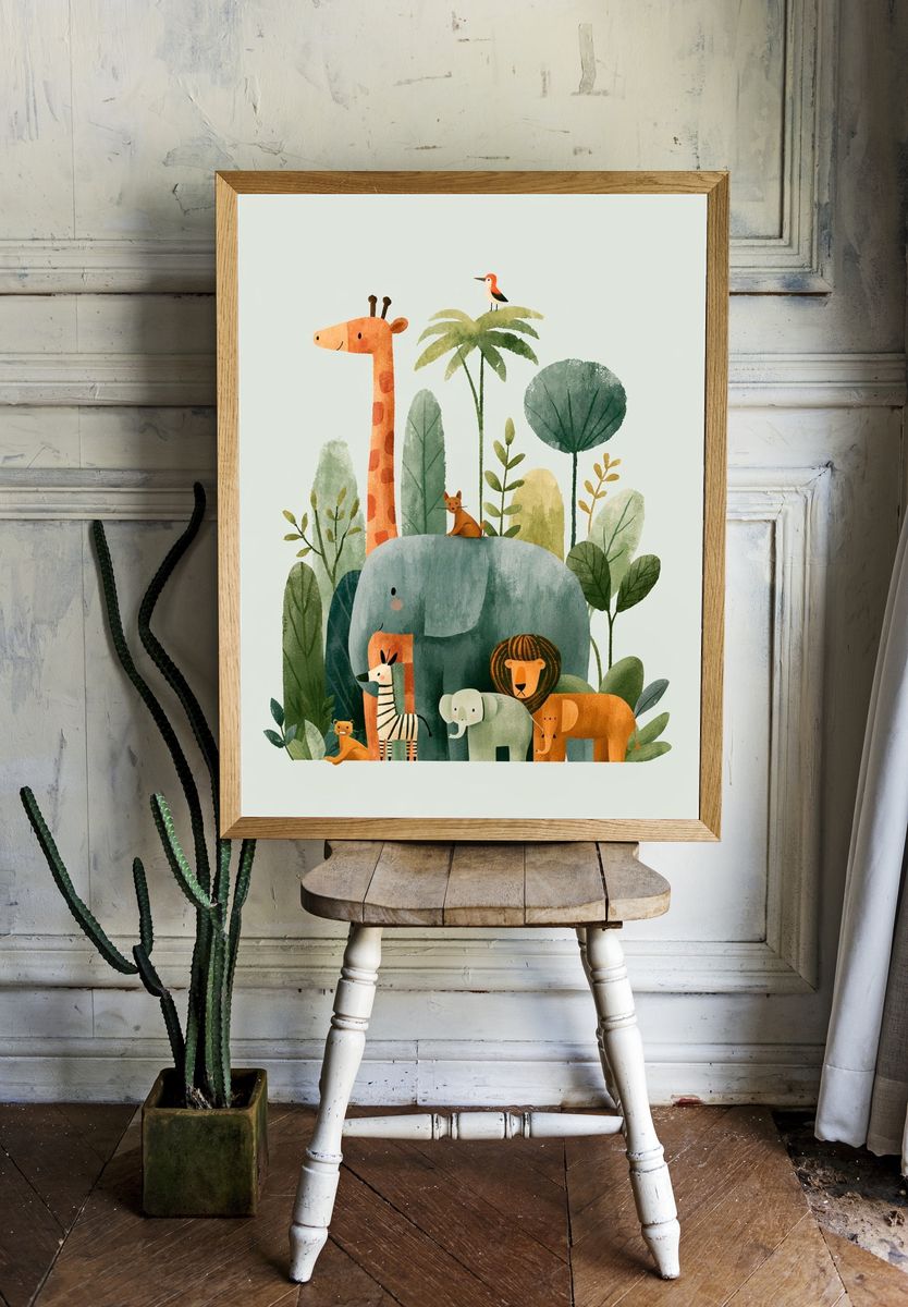 Safari Friends Nursery Poster. — room view 1