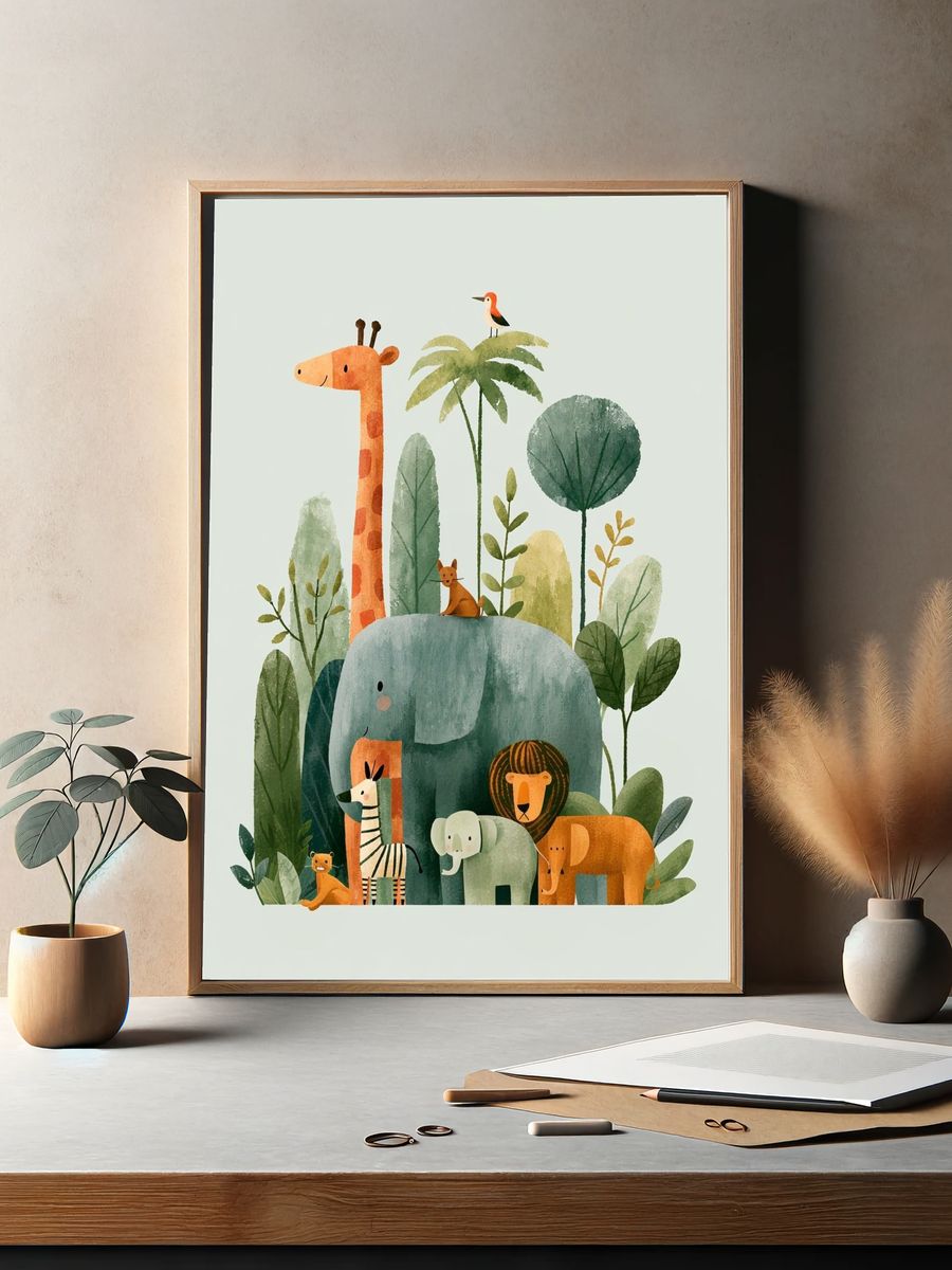 Safari Friends Nursery Poster. — room view 2