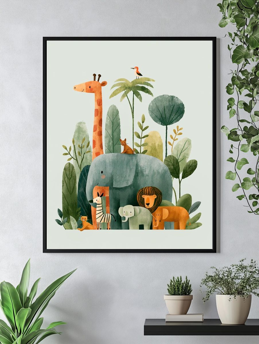 Safari Friends Nursery Poster. — room view 4