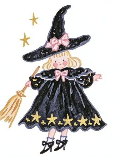 Little Witch Watercolor Poster. poster detail