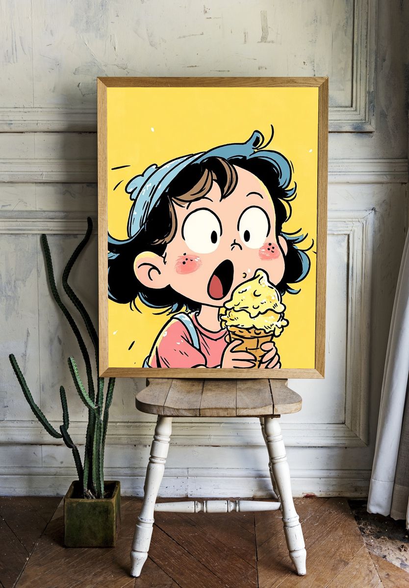 Ice Cream Girl Cartoon Poster. room preview