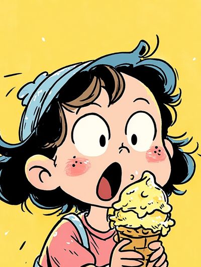 Ice Cream Girl Cartoon Poster. poster print