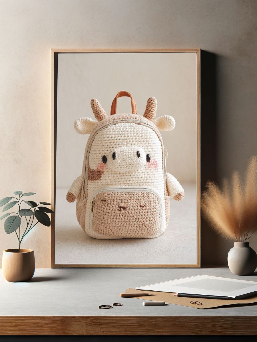 Cute Cow Backpack — Print. — room view 2