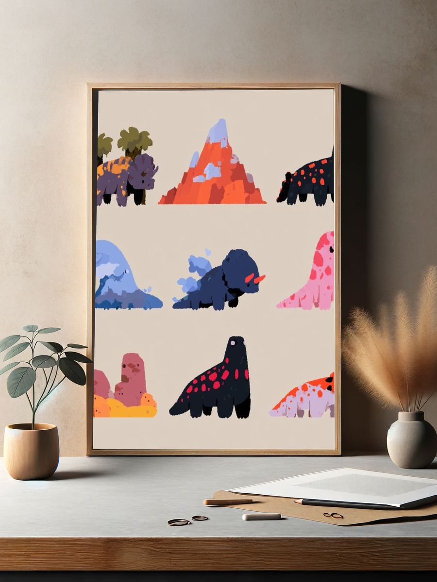 Cute Dinosaur Nursery Poster. — room view 2