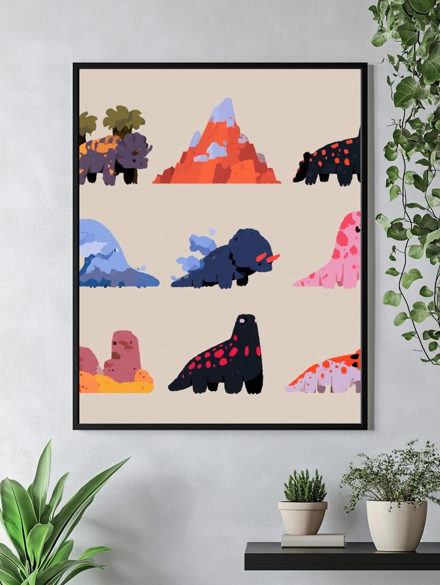 Cute Dinosaur Nursery Poster. — room view 4