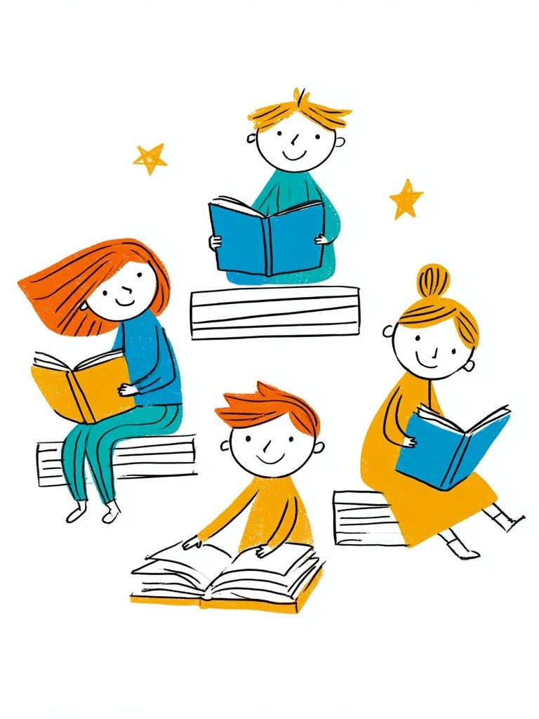 Children Reading Illustration Poster. poster — kids art