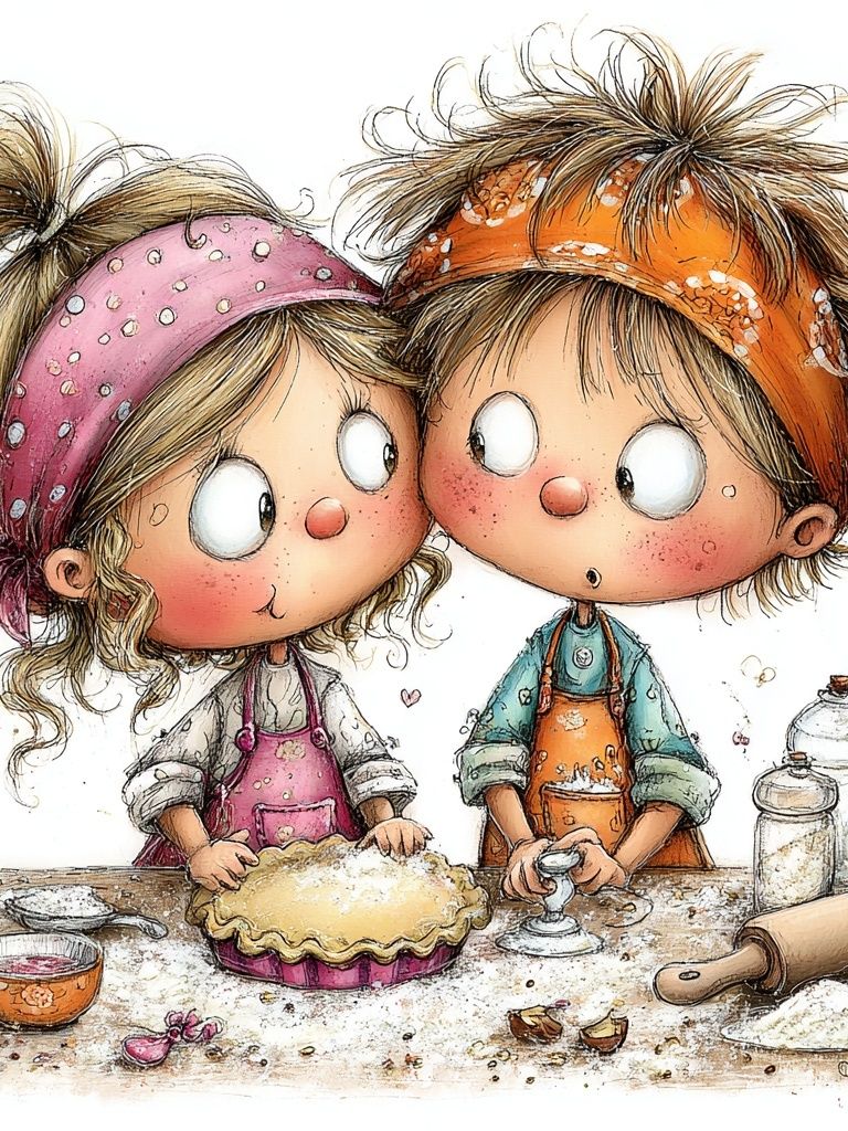Baking Kids Illustration Poster. poster detail