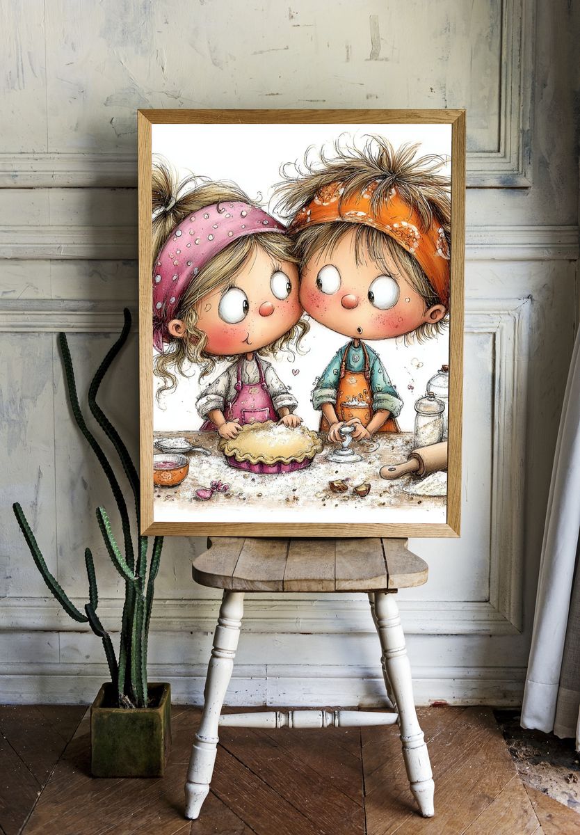 Baking Kids Illustration Poster. — room view 1