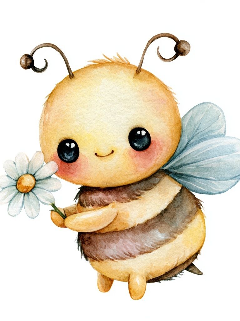 Cute Bumblebee Watercolor Poster. poster — kids art