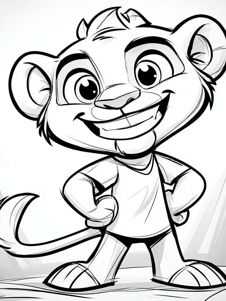 Smiling Lion Cub Cartoon Poster. poster — kids art
