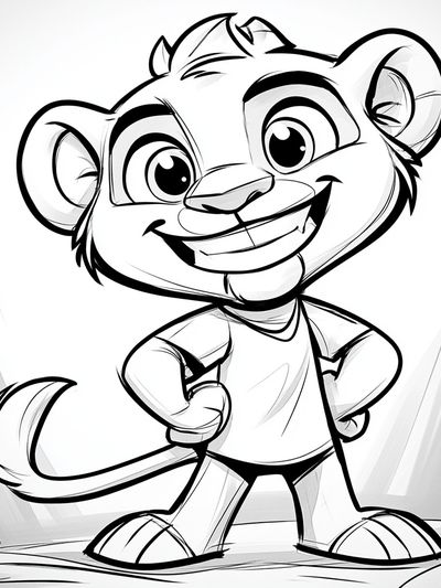 Smiling Lion Cub Cartoon Poster. poster