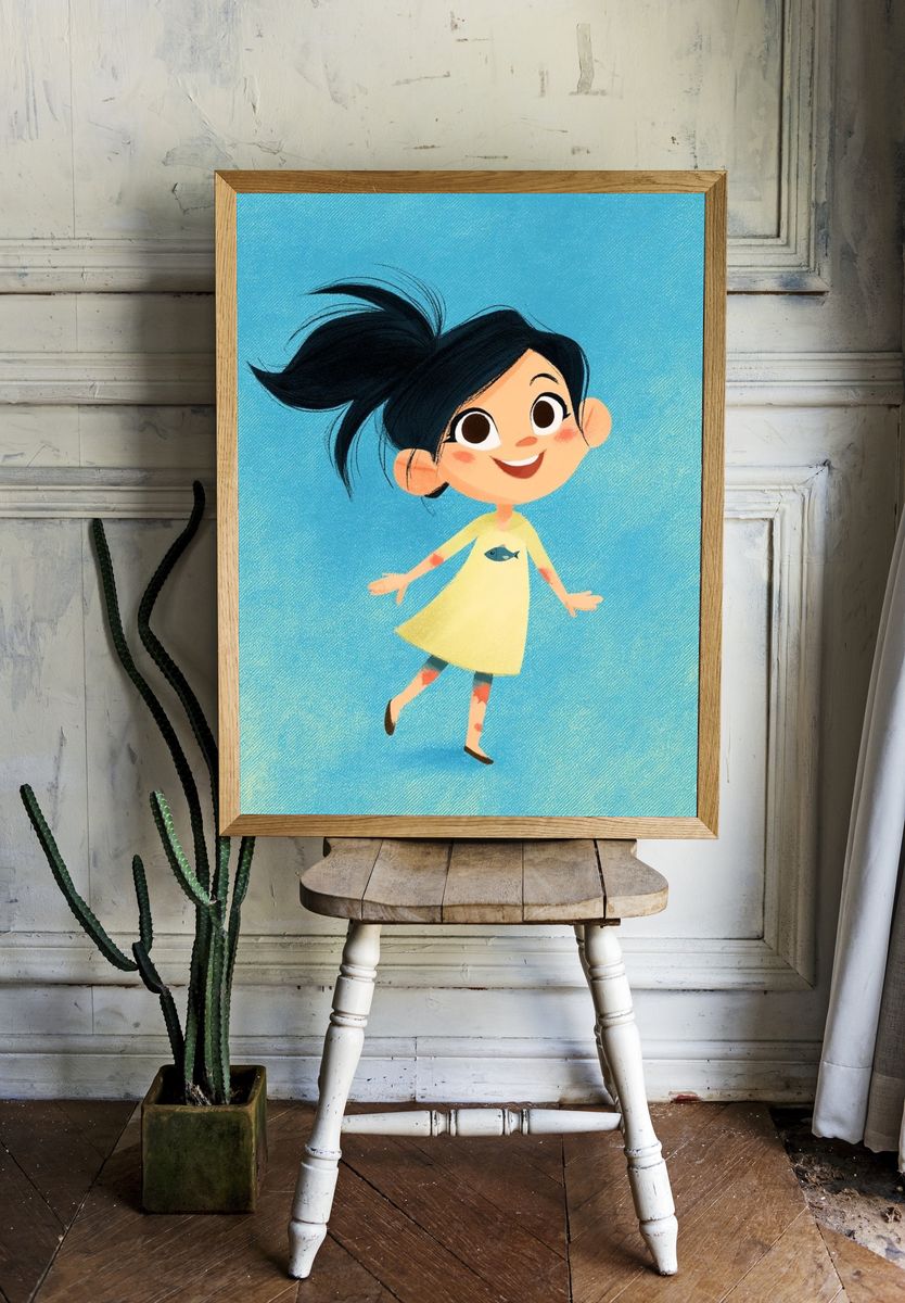 Smiling Girl Illustration Poster room preview