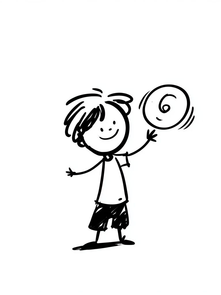 Child with Ball Line Art Poster. poster detail