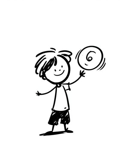 Child with Ball Line Art Poster. poster