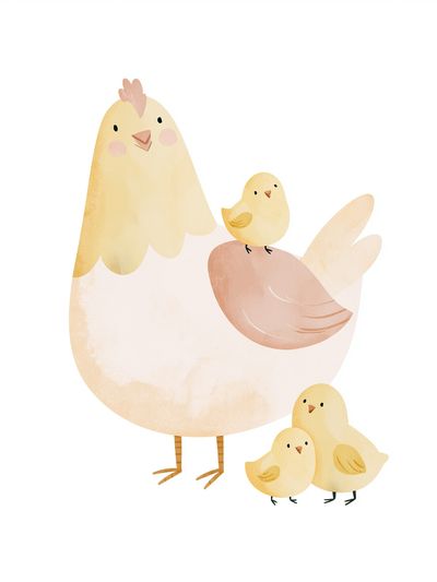Cute Chick Family Illustration Poster.