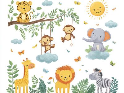 Safari Animals Nursery Illustration Poster. poster