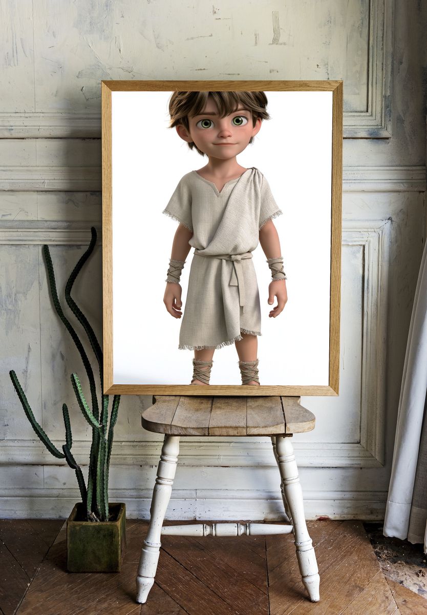 Ancient Boy Character Illustration Poster. — room view 1