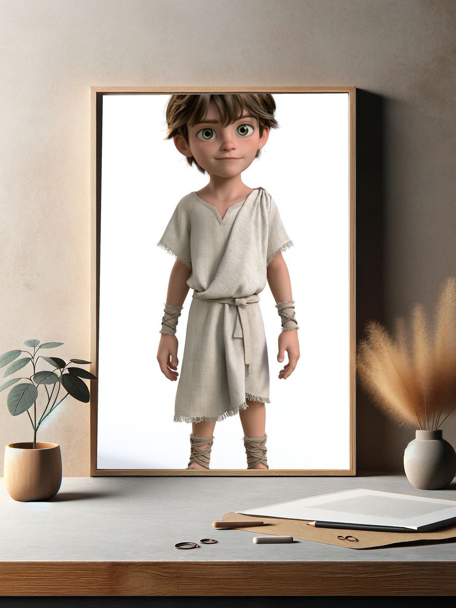 Ancient Boy Character Illustration Poster. — room view 2
