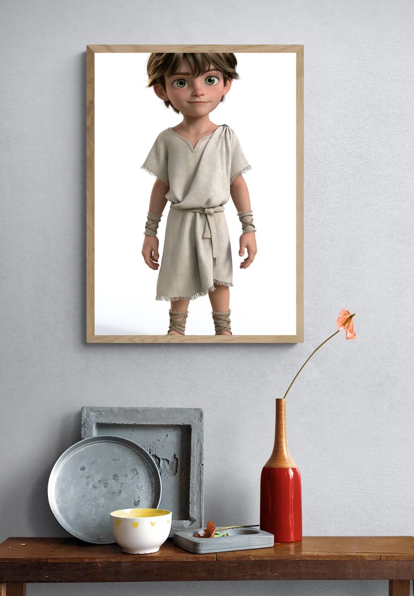 Ancient Boy Character Illustration Poster. — room view 3