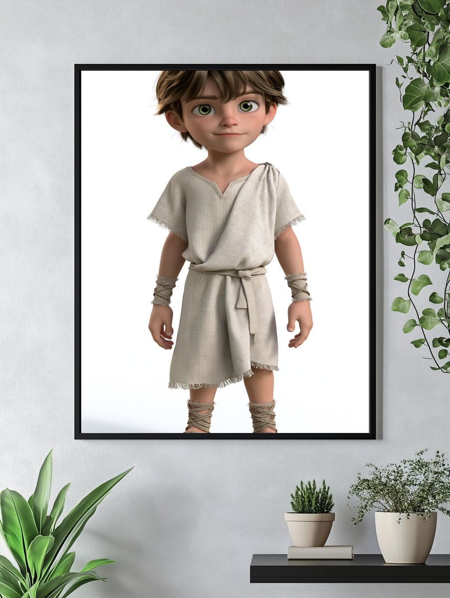 Ancient Boy Character Illustration Poster. — room view 4