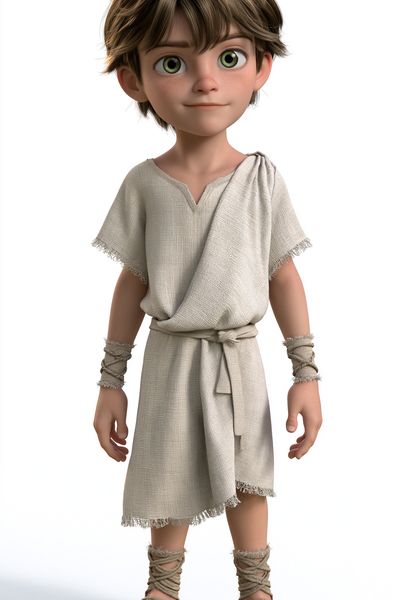 Ancient Boy Character Illustration Poster.