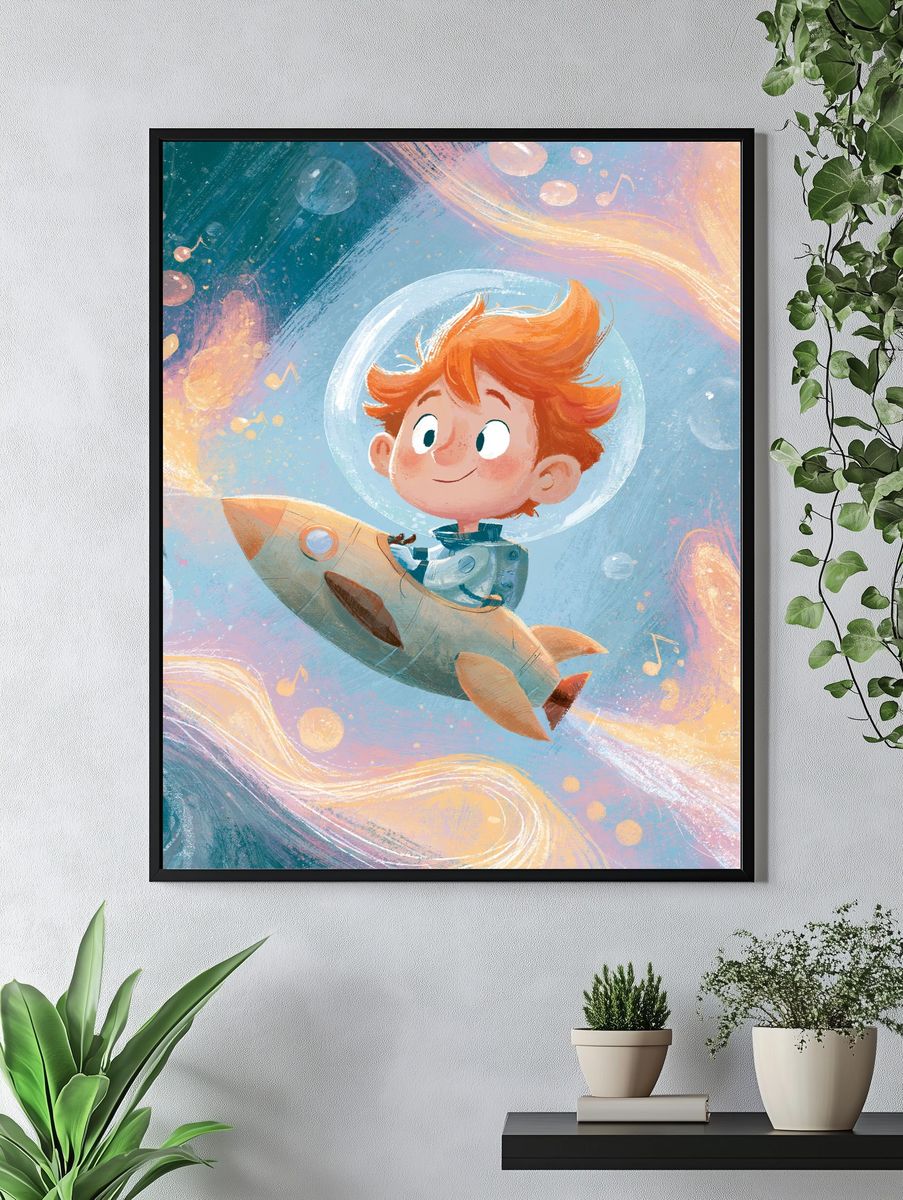 Space Boy Rocket Ride Print. — room view 4