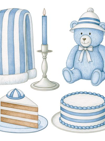 Blue Teddy Nursery Illustration Poster. poster