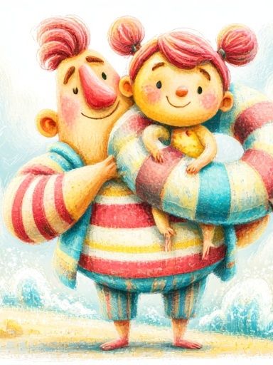 Playful Family Beach Illustration Poster. poster — kids art