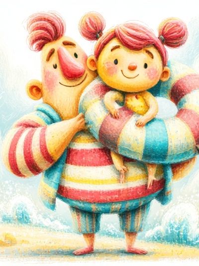 Playful Family Beach Illustration Poster. poster