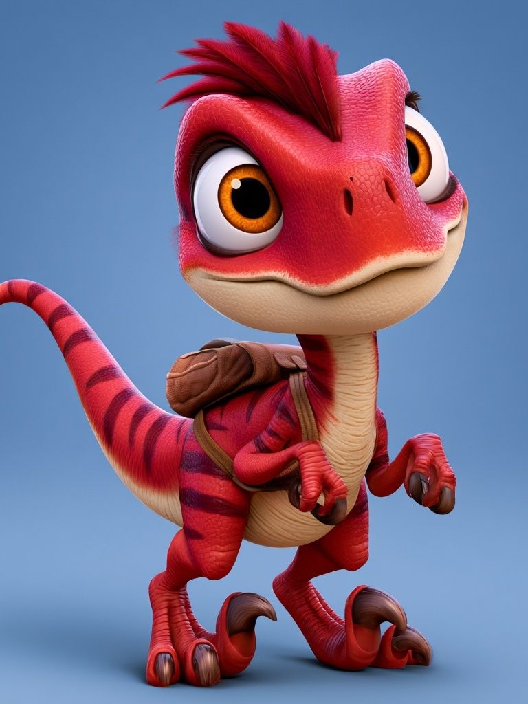 Cute Red Dinosaur Illustration Poster. poster — kids art