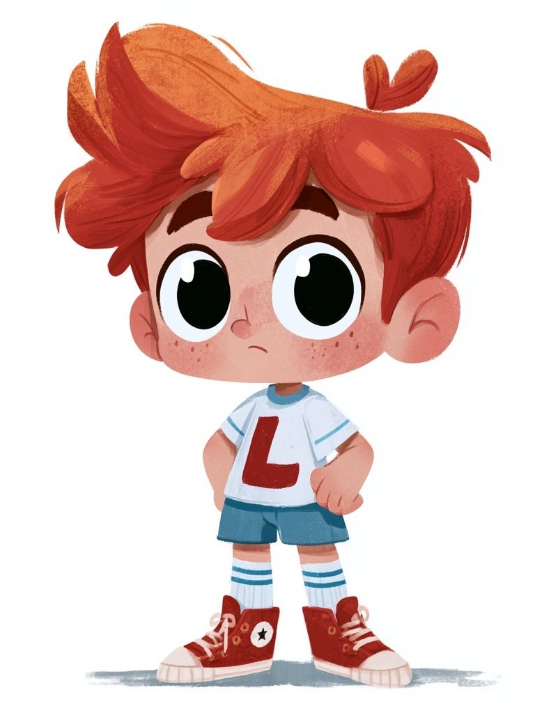 Red-Haired Boy Cartoon Poster. poster — kids art