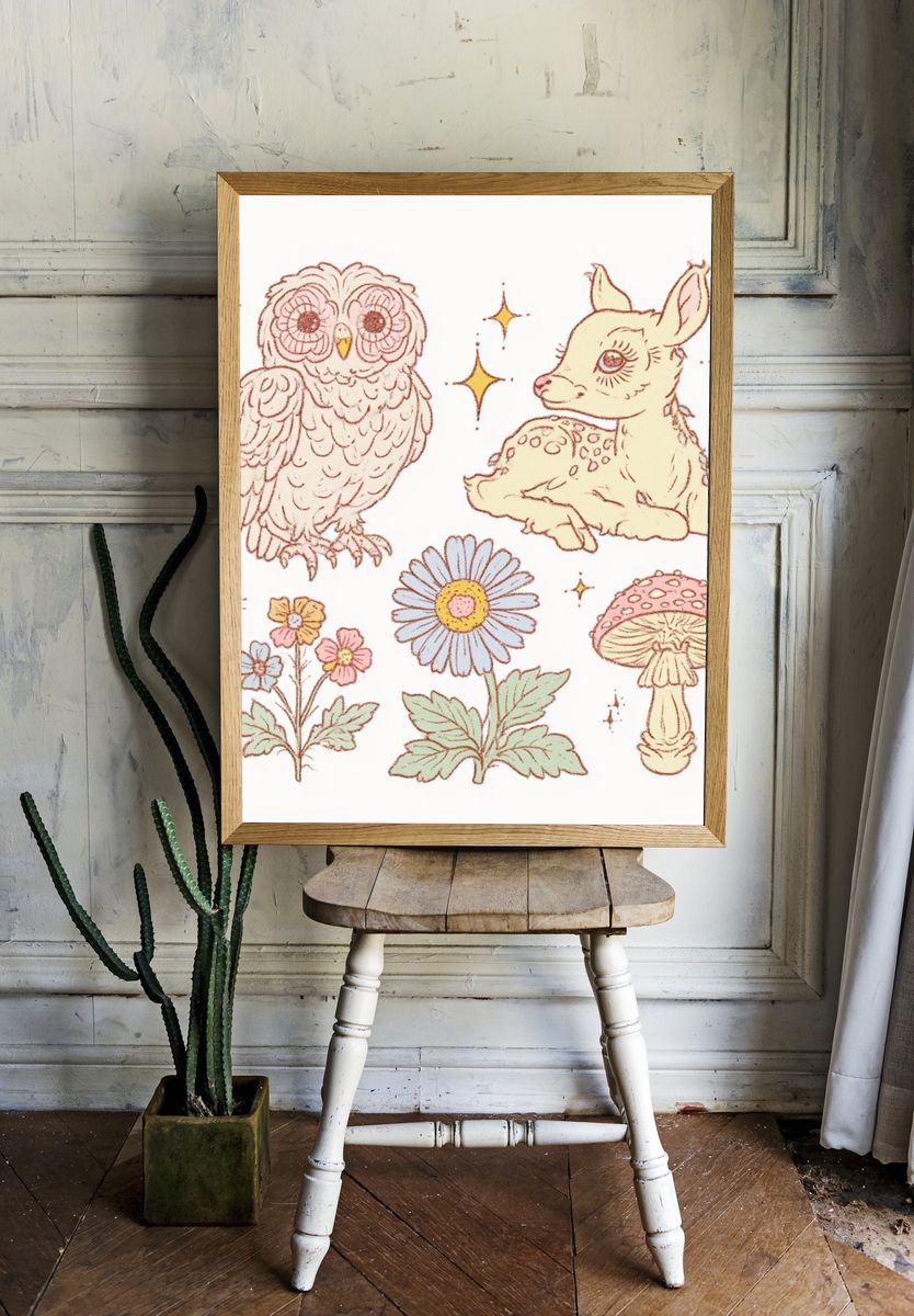 Whimsical Woodland Nursery Print. — room view 1