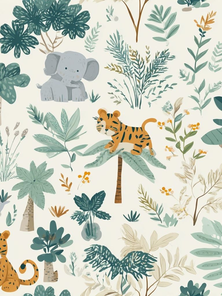 Safari Jungle Nursery Illustration Poster. poster detail