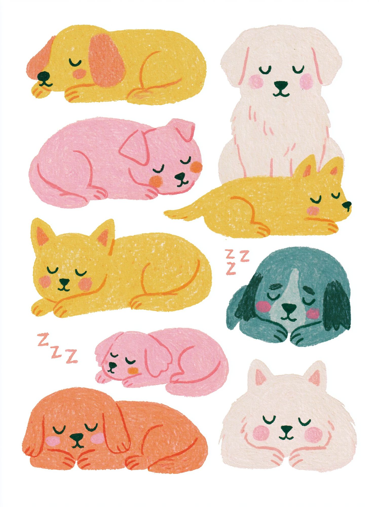 Sleeping Puppies Nursery Print. poster — kids art