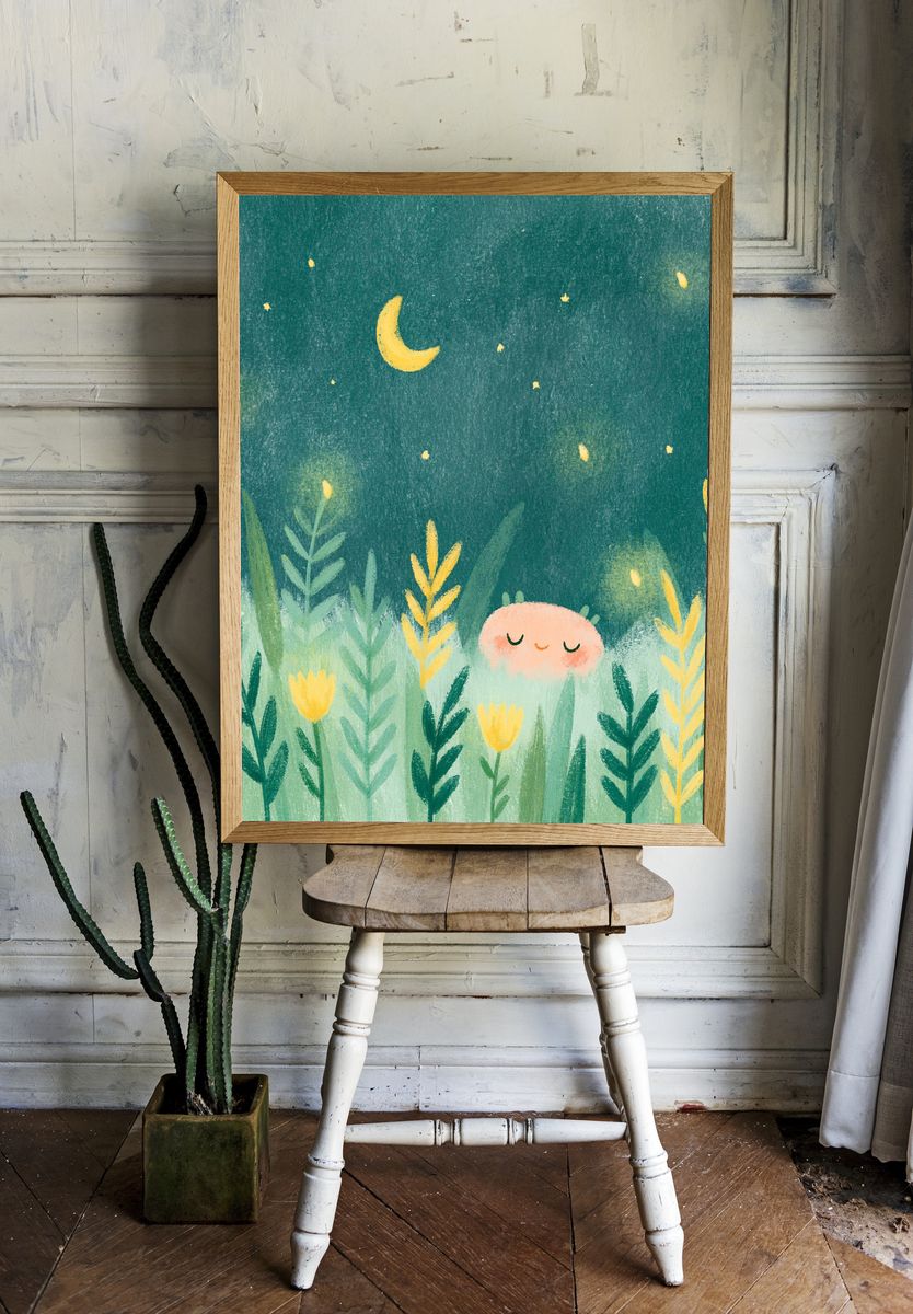 Moonlit Meadow Nursery Print. — room view 1