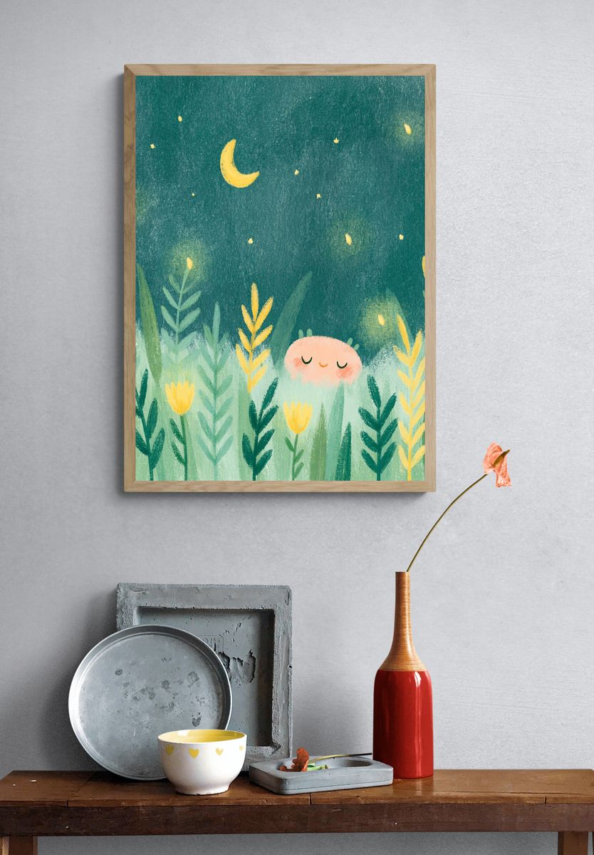 Moonlit Meadow Nursery Print. — room view 3