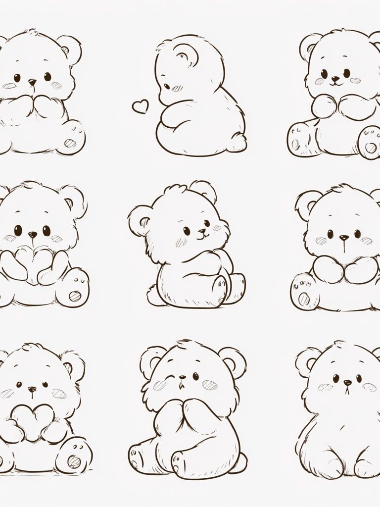 Cute Teddy Bear Sketch Poster. poster detail