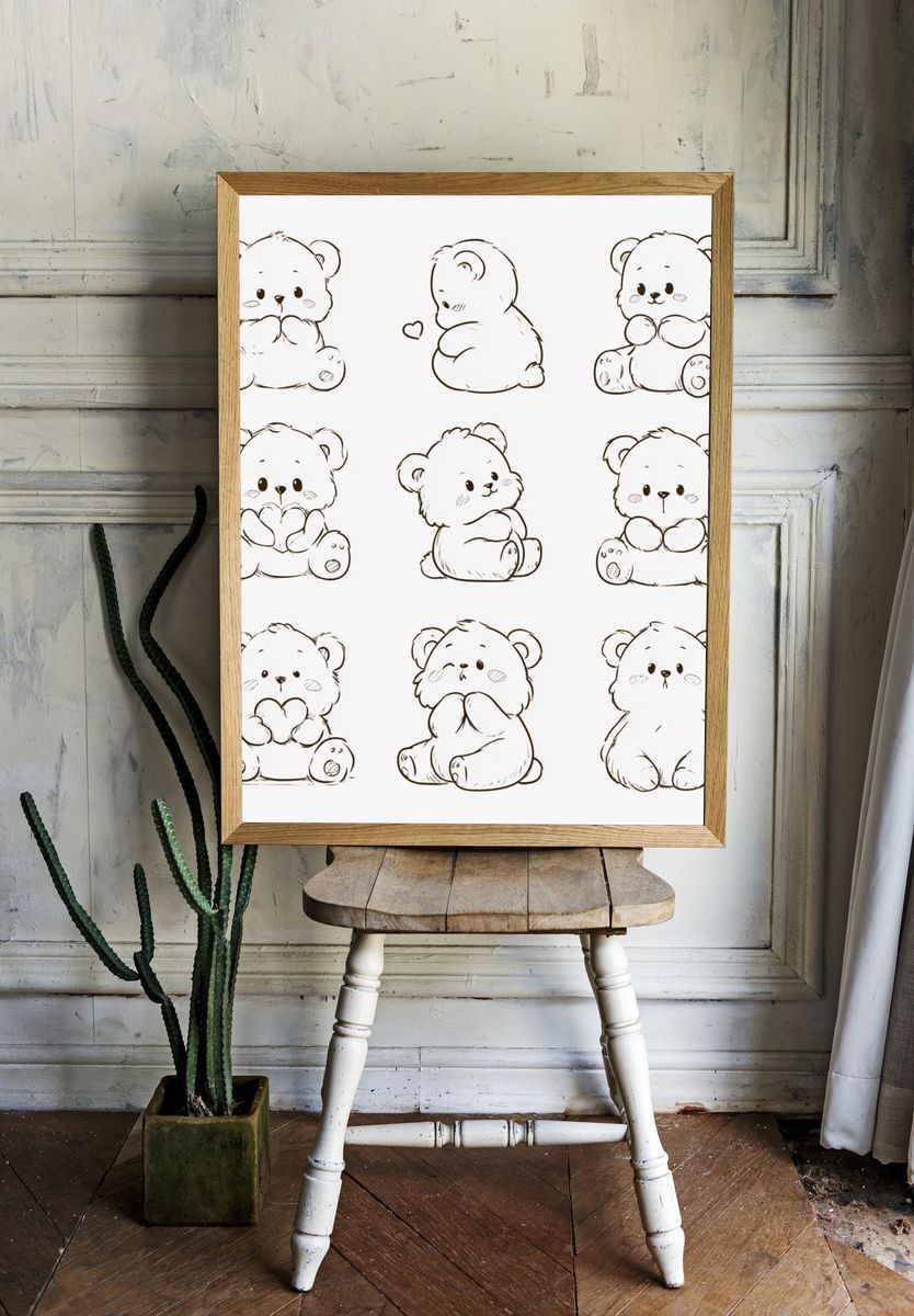 Cute Teddy Bear Sketch Poster. room preview