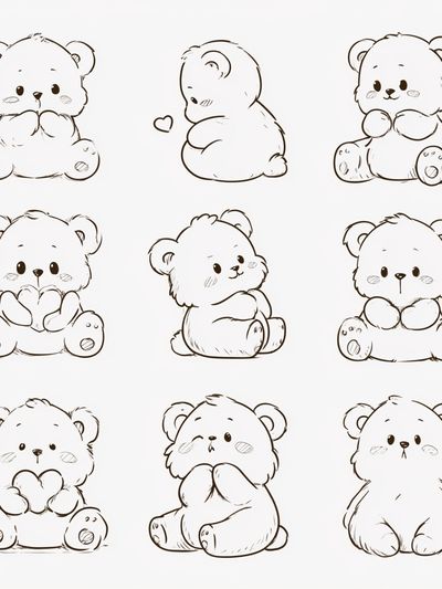 Cute Teddy Bear Sketch Poster. poster