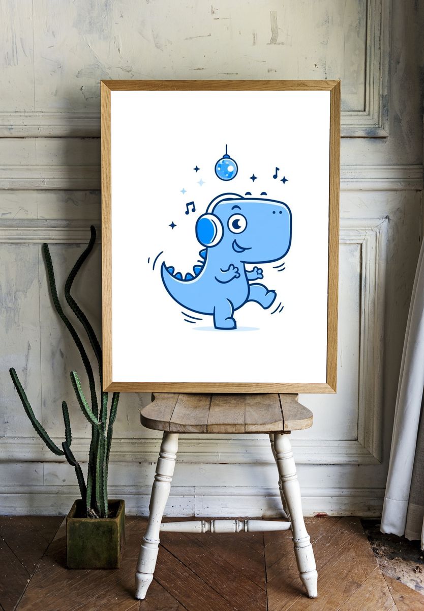 Dancing Dino Kids Print. — room view 1